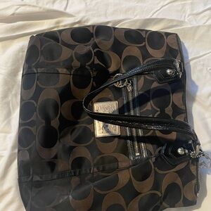 Coach Black and Brown Signature Tote